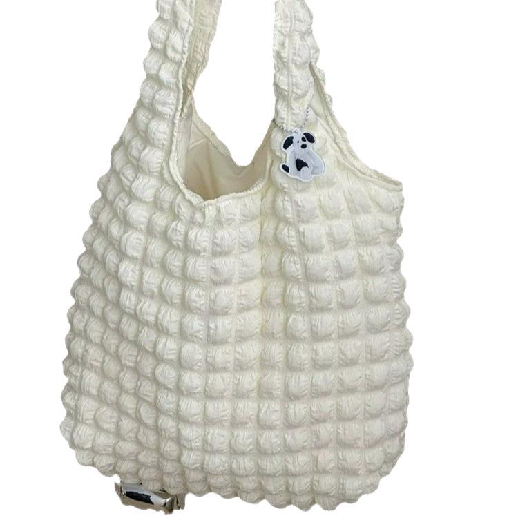 Folded Bubble Puff Bag Girl Shoulder Hand Carry Work Bento Bag Tide Large Capacity Cloud Underarm Tote Bag