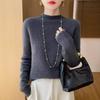 Half Turtleneck Wool Sweater Pullover Solid Colour Bottoming Sweater Knit Sweater for Women