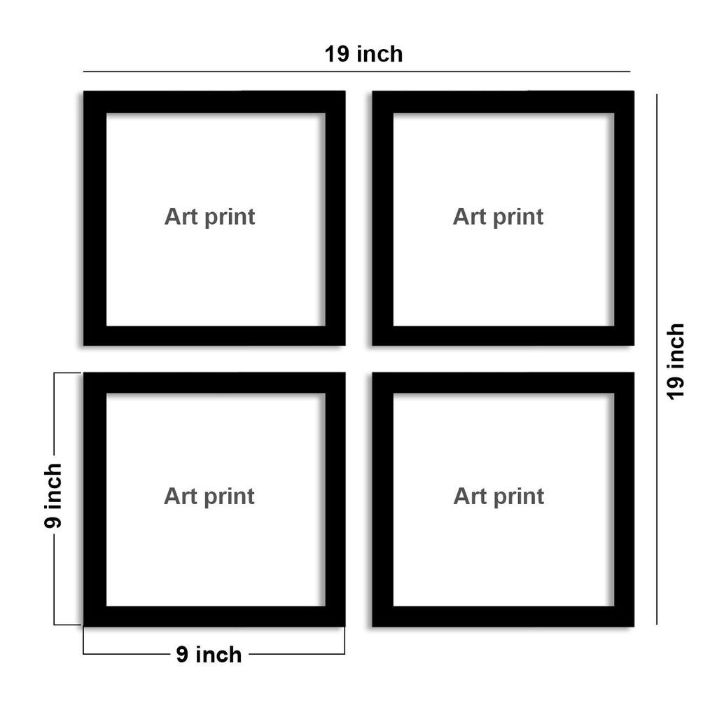 Art Paper Quotes Birds Framed Painting/Posters for Room Decoration, Set of 4 Black Frame Paper Art /Posters for Living Room (4 Unit, 9 X 9 Inches)