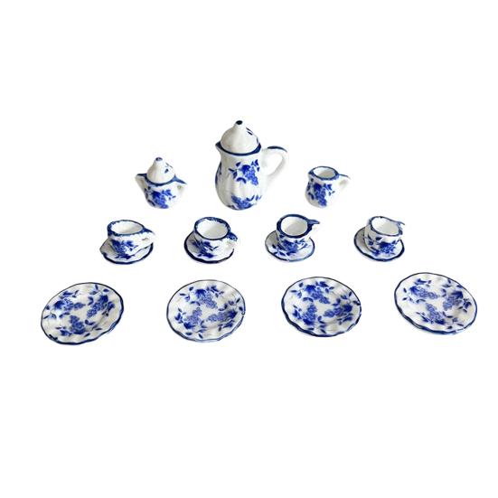 1:12 Miniature Ceramic Tea Set Gold Edge Collection Realistic Mini Teapot Cups And Saucers Micro Scene Decor for DIY Projects Collectors Kids