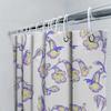 Floral Print Shower Curtain Modern Decorative Bath Mat Liner for Home Decoration Purple Yellow Flowers Design in White Backgro