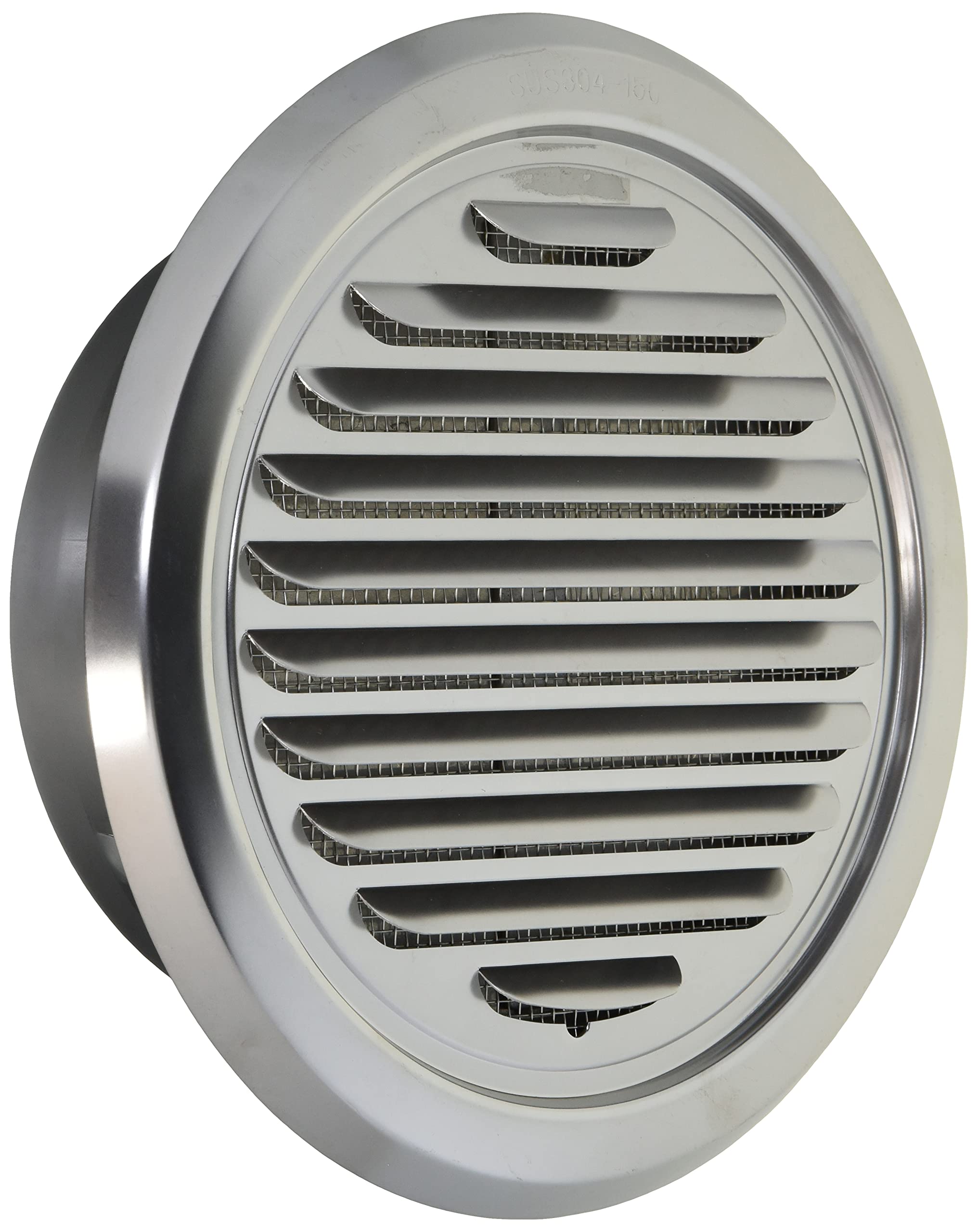 

World SUS304 Stainless Steel Round Grille with Fire Damper (FD), 150mm Diameter, 10-Mesh Screen, DK (Electrolytic Polished), WRGDT-150P