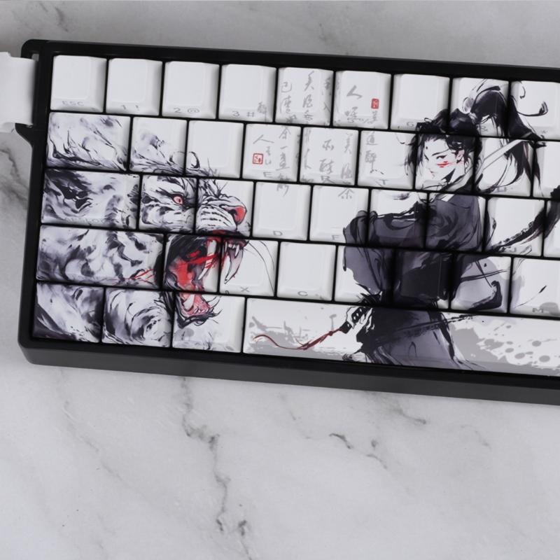 Anti Slip PBT Keycaps Dragon Theme Side Printing For Most Mechanical Keyboards 60% 68% Pattern