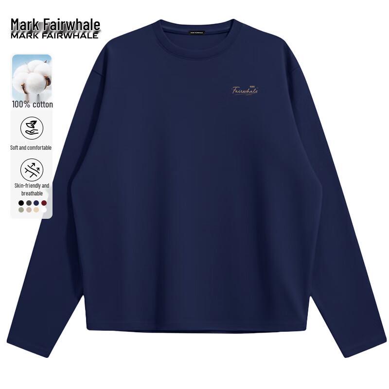 Mark Fairwhale Men's Pure Cotton Loose-fit Long-Sleeve T-Shirt