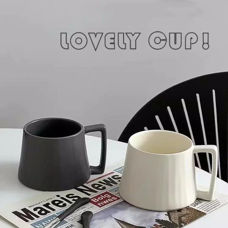 400ML Ceramic Coffee Cup Retro Style Cappuccino Latte Espresso Cups Breakfast Milk Cup with Spoon Office Home Water Cup Gift