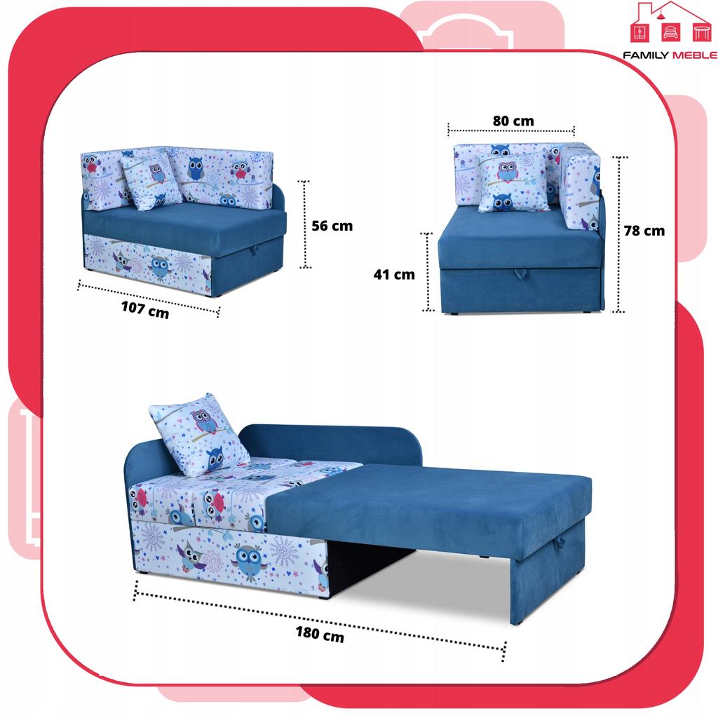 Children's Corner Sofa Bambino Extendable Container Bed Children's Mattress Kubuś