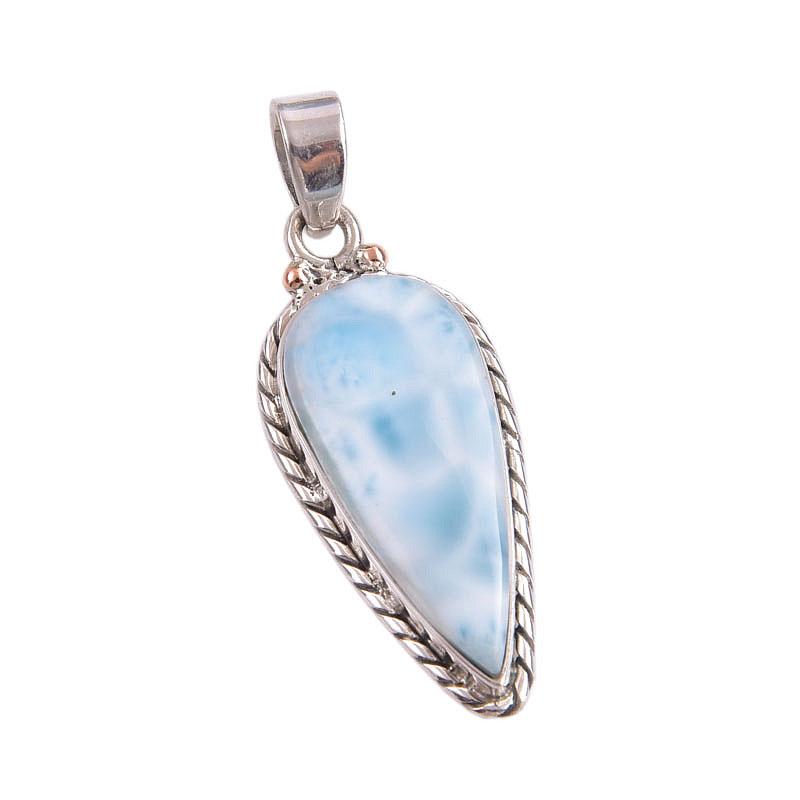 Natural Republic Larimar Gemstone Handmade 925 Solid Silver Pendant 1.50" Z7N35