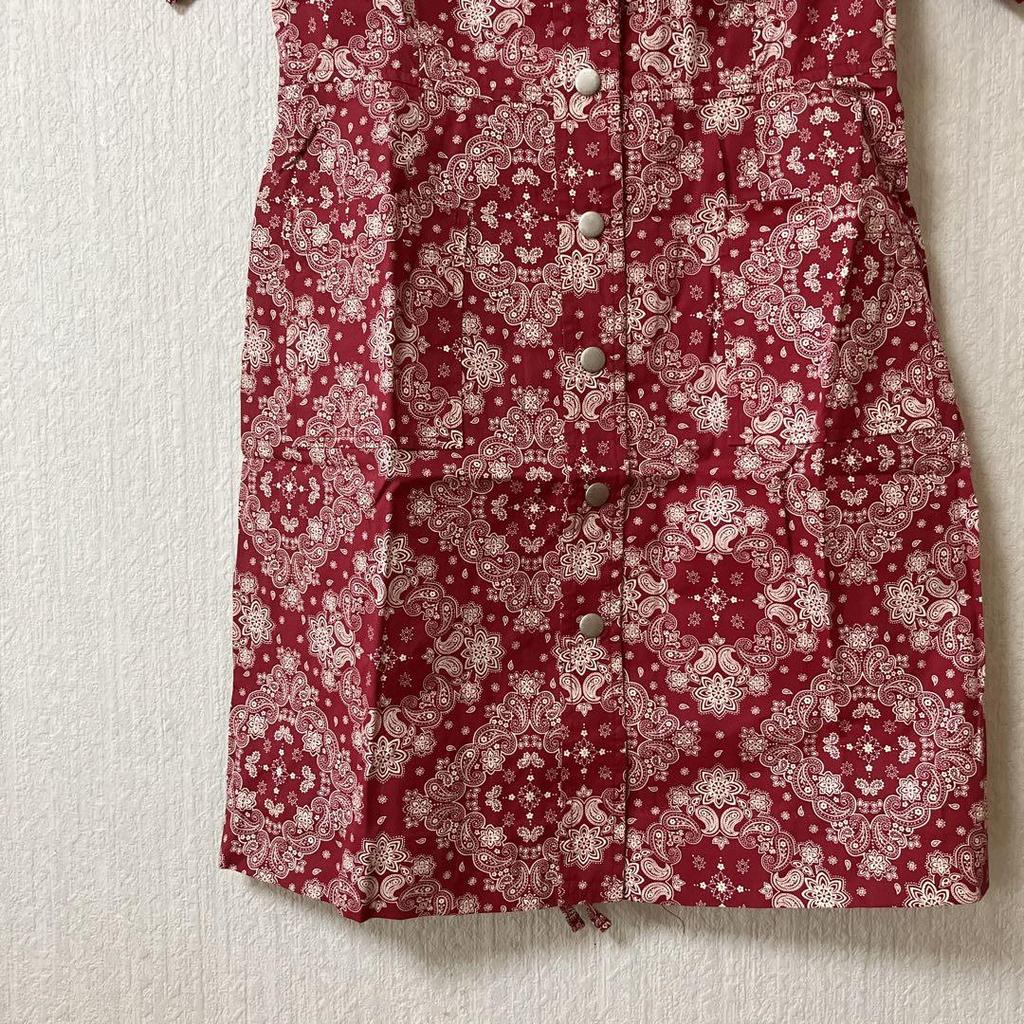 [USED] SCULPTOR Red Floral Bandana Print Short Sleeve Dress, Size Small