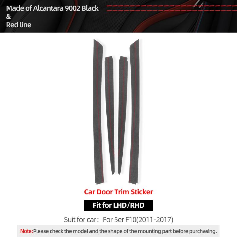 For BMW F10 Series 5 Made of Alcantara Car Interior Door Panel Trim Strip Performance Frame Sticker 4pcs Auto Tuning Accessories