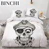Skull Couple King Queen Duvet Cover Skeleton Bride Bedding Set Halloween White 23pcs Soft Quilt Cover for Kids Teens Adults