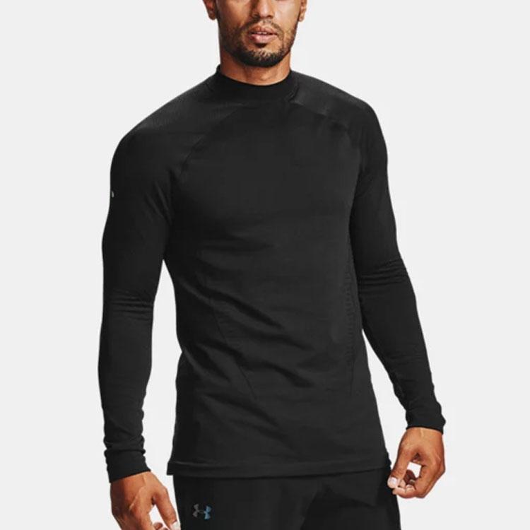 Under Armour High Collar Training Fitness Sports T-Shirt Men Tops Black 1356607-001