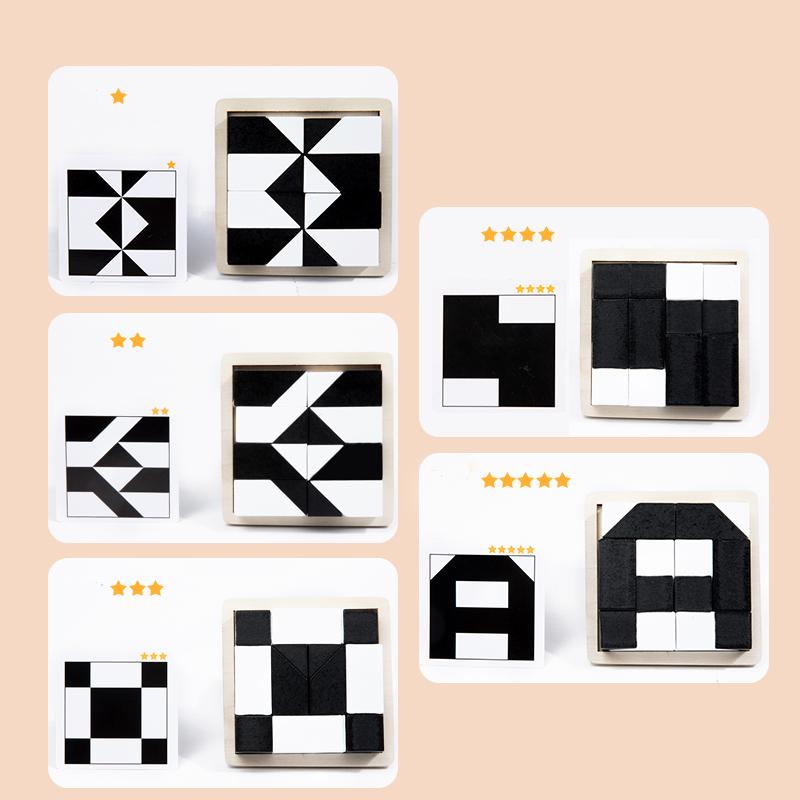 Puzzle Lemnos 3D Montessori Puzzle Forme Geometrice Blocuri de Construcție Copii Educativ Antrenament Gândire Logică Cadou Copii