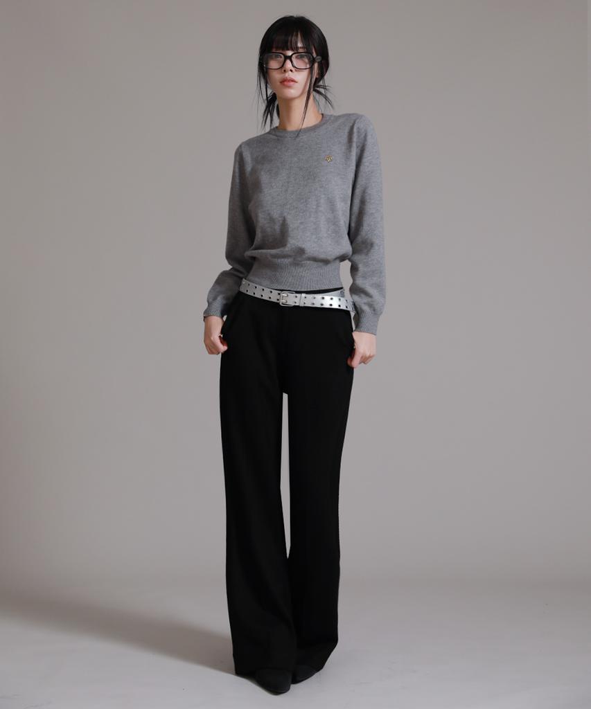 LIKE THE MOST Soft Essential Round Knit_Gray