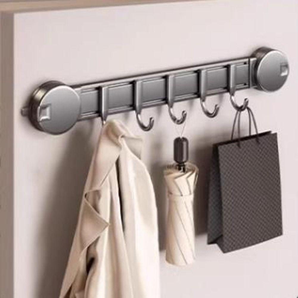 4/5/6 Hooks Vacuum Adsorption Hooks Simple Door Hanging Clothes Hook Robe Coat Hangers Bathroom