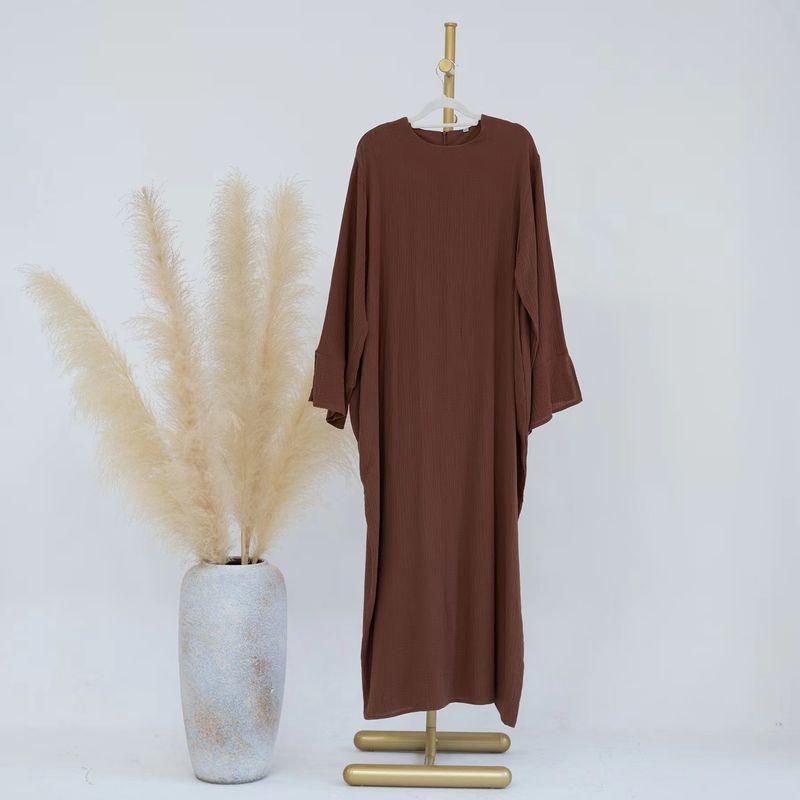 Middle East Dubai New Arrival Loose round Neck Pure Color Dress Solid Color Loose Fitting Dres