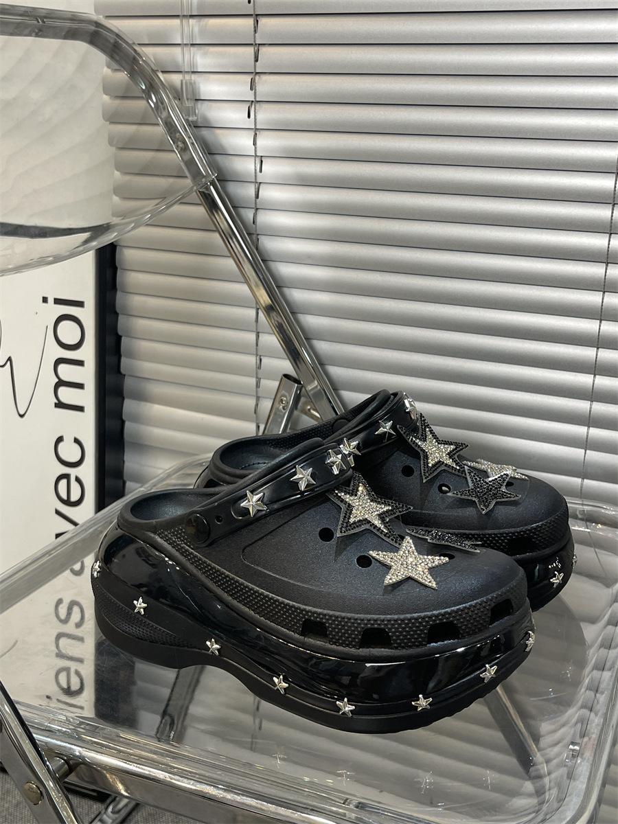 

Новая платформа обувь с отверстиями-звездами тапочки женские выходят летом, летние сандалии для ношения на море 40/41