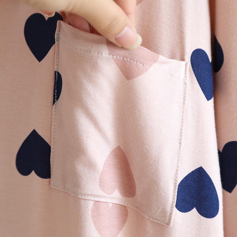 Women's Summer Modal Nightdress: Long Skirt with Short Sleeve Cardigan