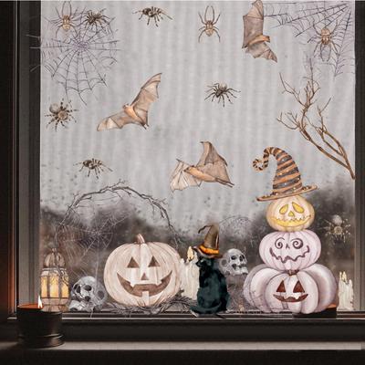 Halloween Window Stickers Glass Window Decoration Stickers Holiday Party Spider Static Stickers