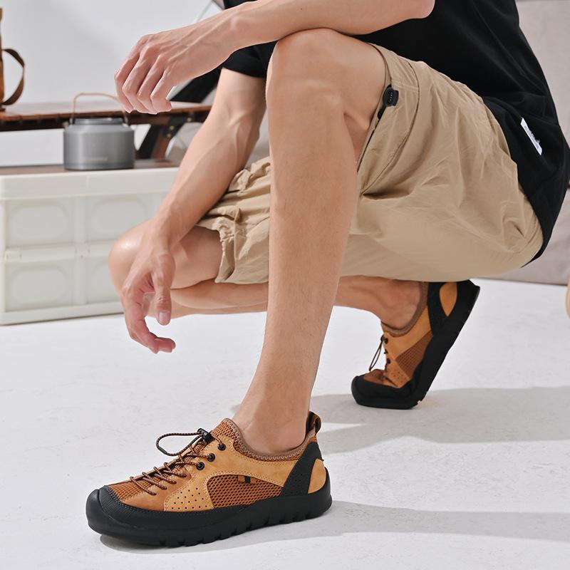 KN's Same Outdoor Hiking Shoes Men's Summer Hollow Breathable Mesh Shoes Men's One-pedal Non-slip Sports and Leisure Shoes