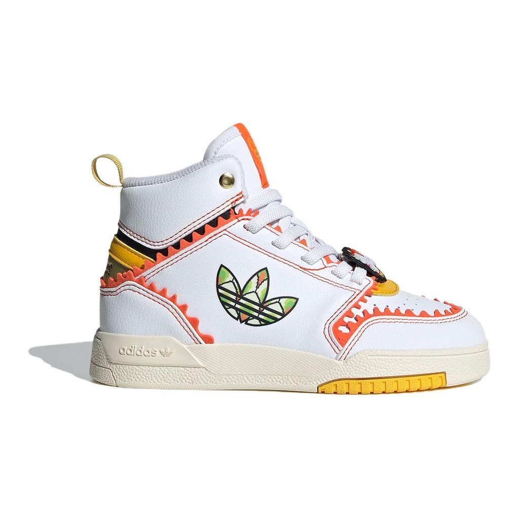 Adidas Originals Drop Step Comfortable Durable High-Top Kids Skate Shoes Kids Skate Shoes White Orange IF9367