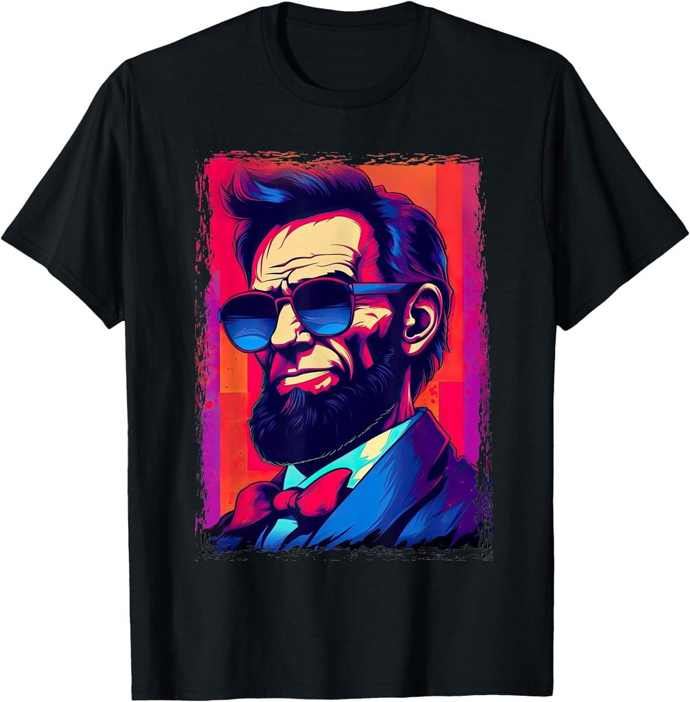 Funny Abe Lincoln Shirt Retro Sunglasses 80s Abraham Lincoln T-Shirt