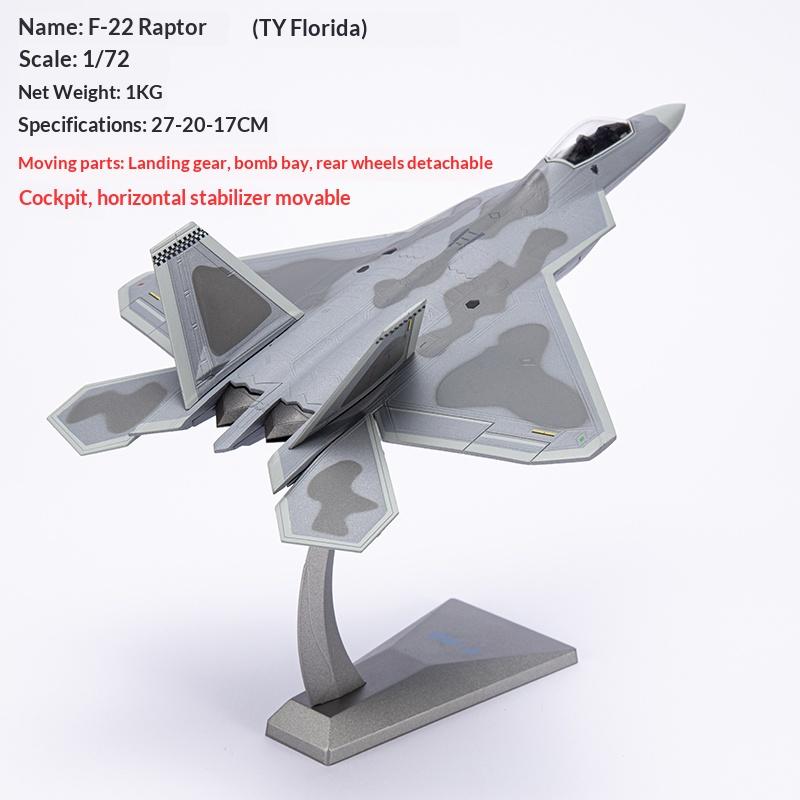 Aircraft Model 1: 72 F22 Stealth Fighter Alloy Model American F22 Raptor Simulation Finished Military Model Pendulum Gift