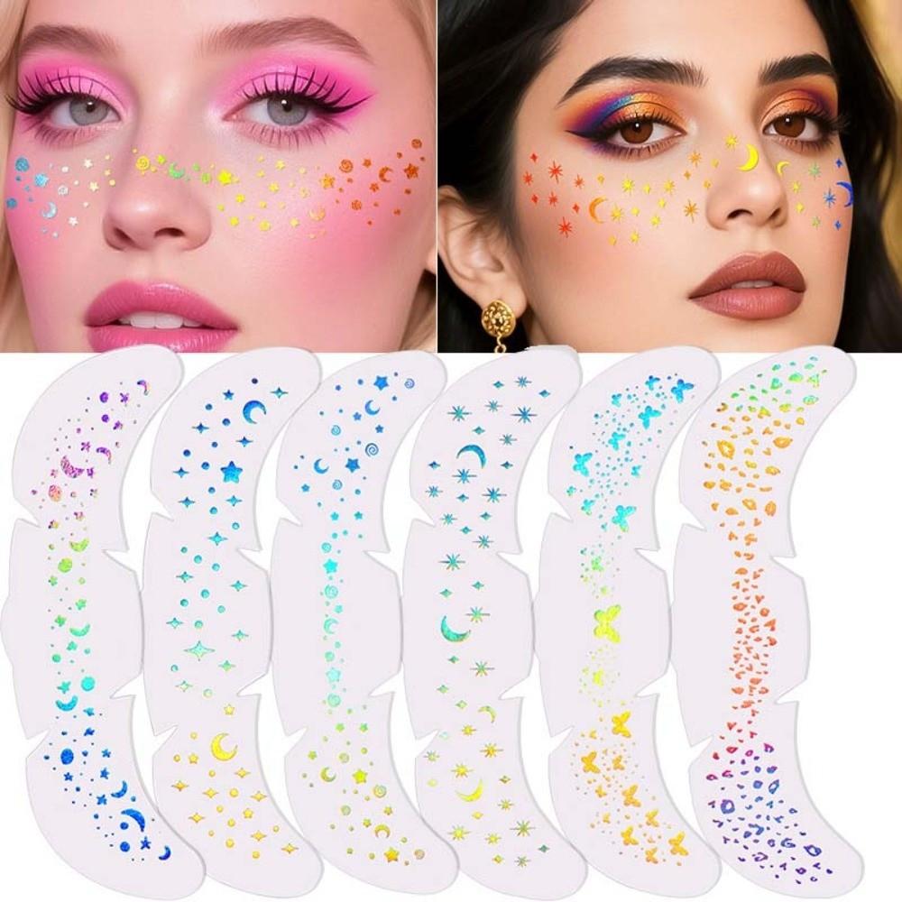 DIY Laser Freckle Tattoo Sticker Fish Scale Moon Star Face Tattoo Sticker Party