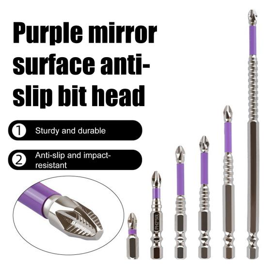 6Pcs/Set 25/50/65/70/90/150MM Magnetic Screwdriver Bits Set Non-Slip Heavy Duty Metal Impact-Resistant Hand