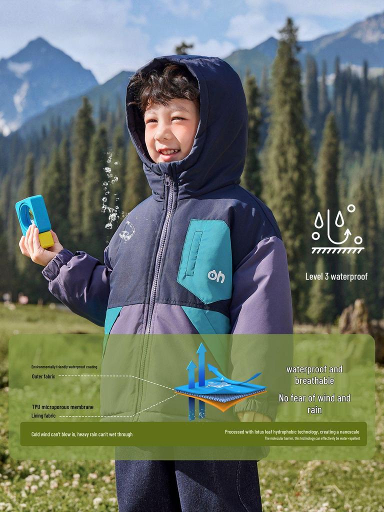 European Boys' Contrast Color Waterproof Thick Winter Jacket 2025 - New Baby & Toddler Cotton Outerwear