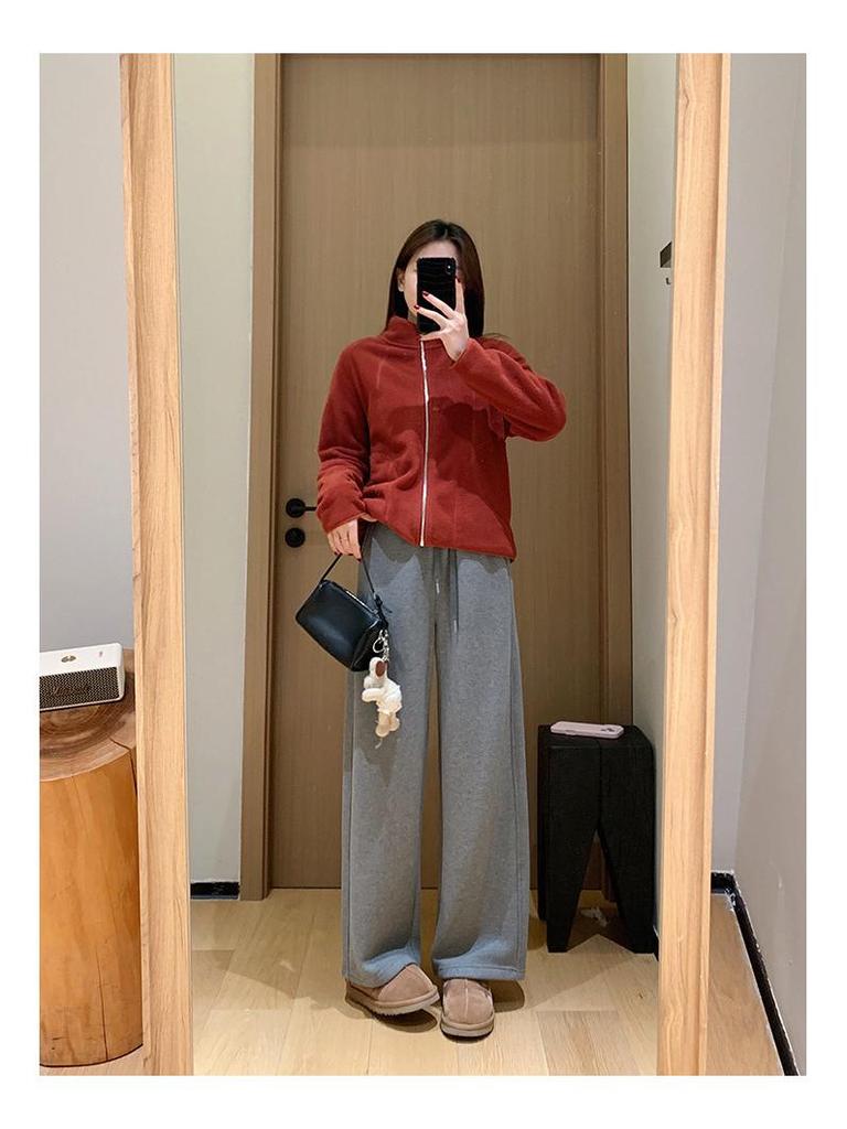 AJ12311 Luxury Yak Wool Wide-Leg Pants: Upgraded 520G Yak Wool & Acetate Silk for Ultimate Warmth & Comfort.