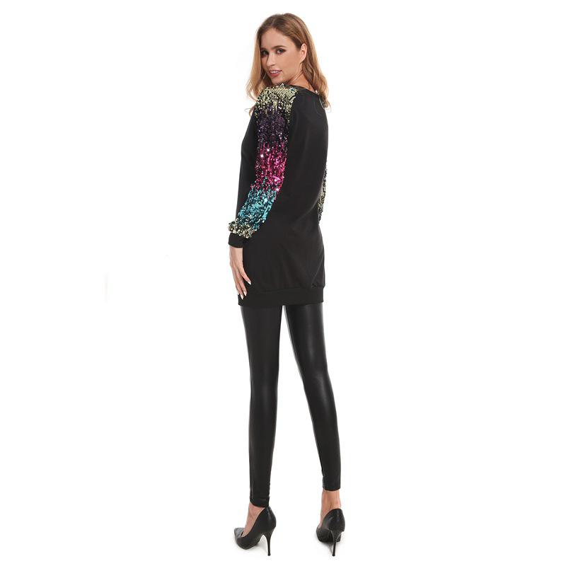 SCIONE Women Pollover 2019 Autumn Warm Sequin Sweater Long Sleeve Women's Dress