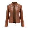 Women's Leather Coat Fashion Trend Simple Autumn Winter Stand Collar Zipper PU Leather Motorcycle Jacket for Women