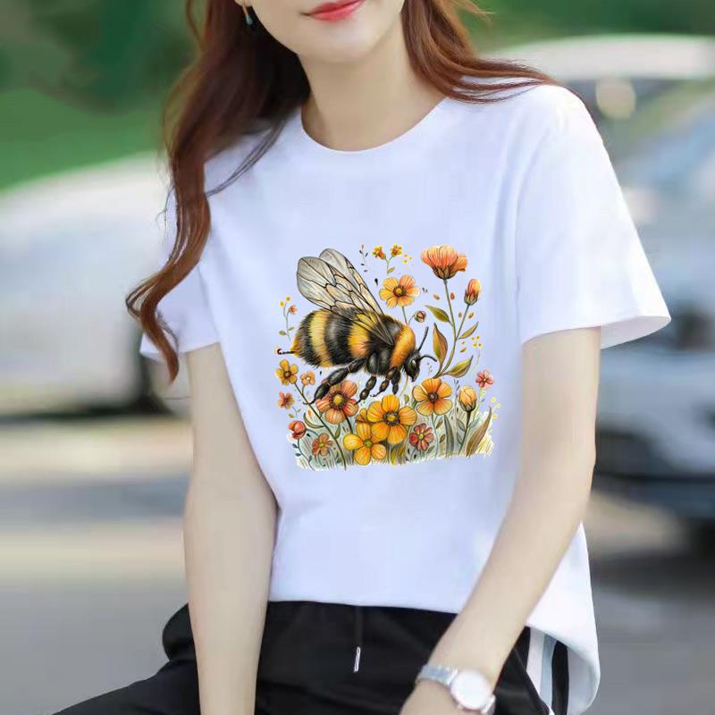 Bestseller Casual Base Layer Personalized Floral Womens Commuter Instagram Summer Printed Shortsleeved Roundneck Tshirt