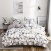 Nordic White Marble Pattern Printed Duvet Cover Set 200 x 200 With Pillowcase 2/3pcs Bedclothes Double Queen King Size Bed Linen
