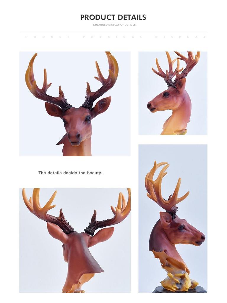 Luxurious Deer Ornament - Decorative Resin Craft for Office, Living Room, or TV Cabinet.