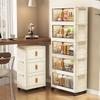 Compact Foldable Multi-Layer Storage Cabinet - No Installation Needed, Solid Color, Ideal for Home Living Room.