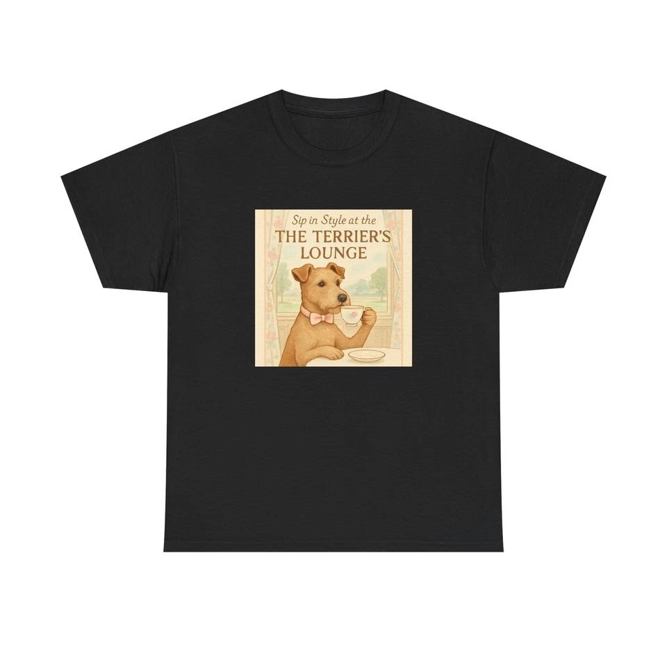 Unisex Adult T Shirt Tea Time Terrier Chic Elegance L