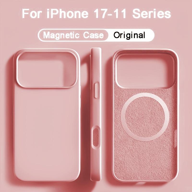 

Для Magsafe Магнитный Жидкий Силиконовый Чехол Для iPhone 17 16 15 14 13 Pro Max 17Pro Air 16Pro Беспроводная Зарядка Мягкие Чехлы Обложка iPhone 15