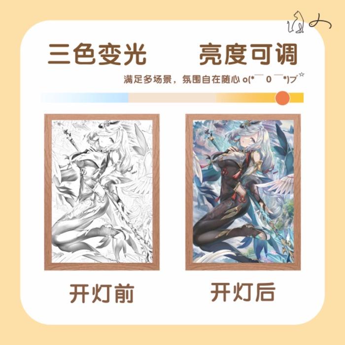 Light Painting Genshin Impact Figure Ganyu Hutao Yoimiya Night Lamp