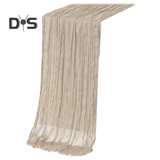 

Дорожка для стола на День благодарения, марлевая, в стиле бохо, плиссированная, однотонная, устойчивая к пятнам, многоразовая, для защиты стола, украшение, дорожка для банкета, выпускного вечера 90x180cm бежевый