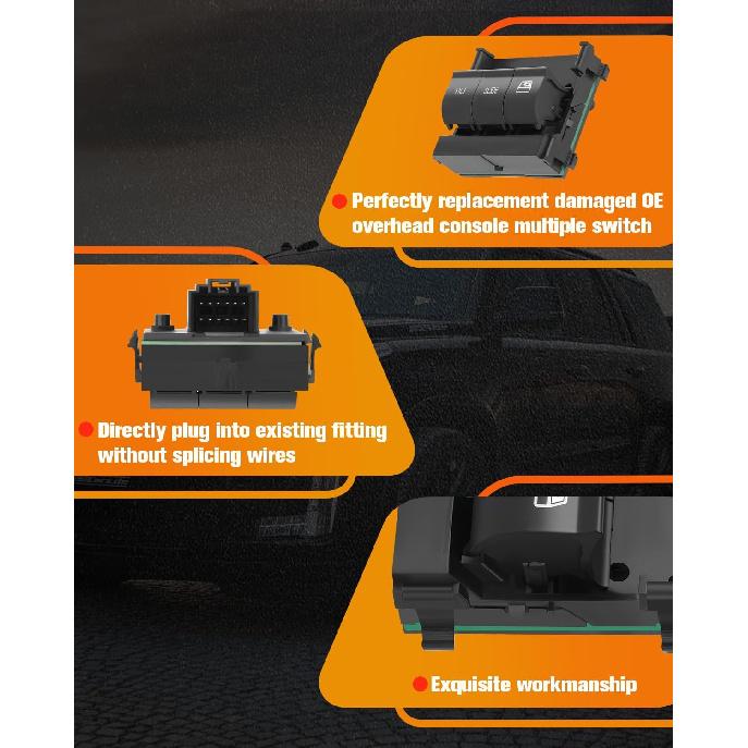 cciyu Overhead Console Switch, Overhead Sunroof Switch Replace OE 9L3Z15B691DA, DS3029, SW6643 fits for 2009-2017 for Ford F-150 2011-2017 for Ford