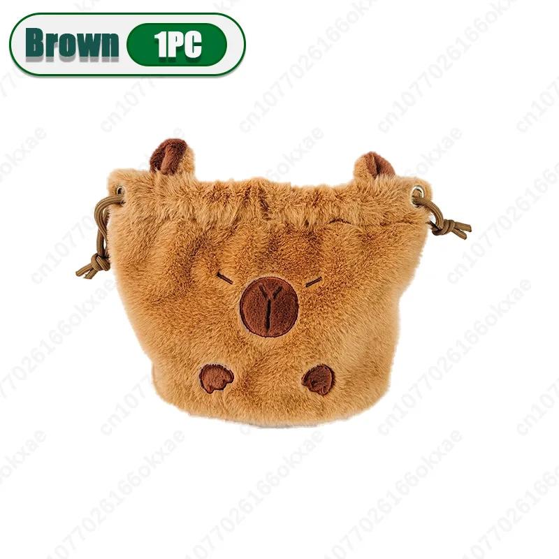 Süße Plüsch-Capybara Kordelzugtasche Geeignet für Schulanfang Aufbewahrungstasche Reise Kosmetik Kamera Aufrechte Aufbewahrungstasche Handtasche