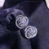 Elegant Zircon Flower Earrings Sparkling White Diamond Studs for Women Luxury Fashion Jewelry