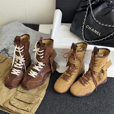 Autunno 2025 Vintage Versatili Pelle Opaca Stivali da Pugilato Donna Cinturino Zip Laterale Usura Esterna Escursionismo Dexun Stivali Martin