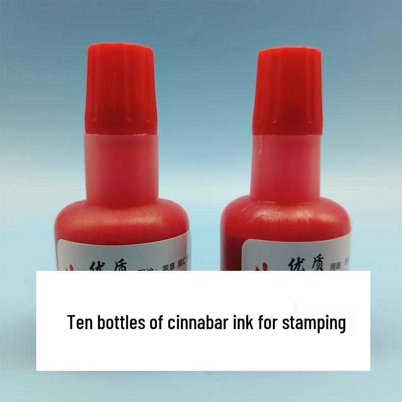 Big Red Cinnabar Vermilion Ink Stick & Liquid for Small Regular Script Sutra Writing, Imported Cinnabar Ink Pad