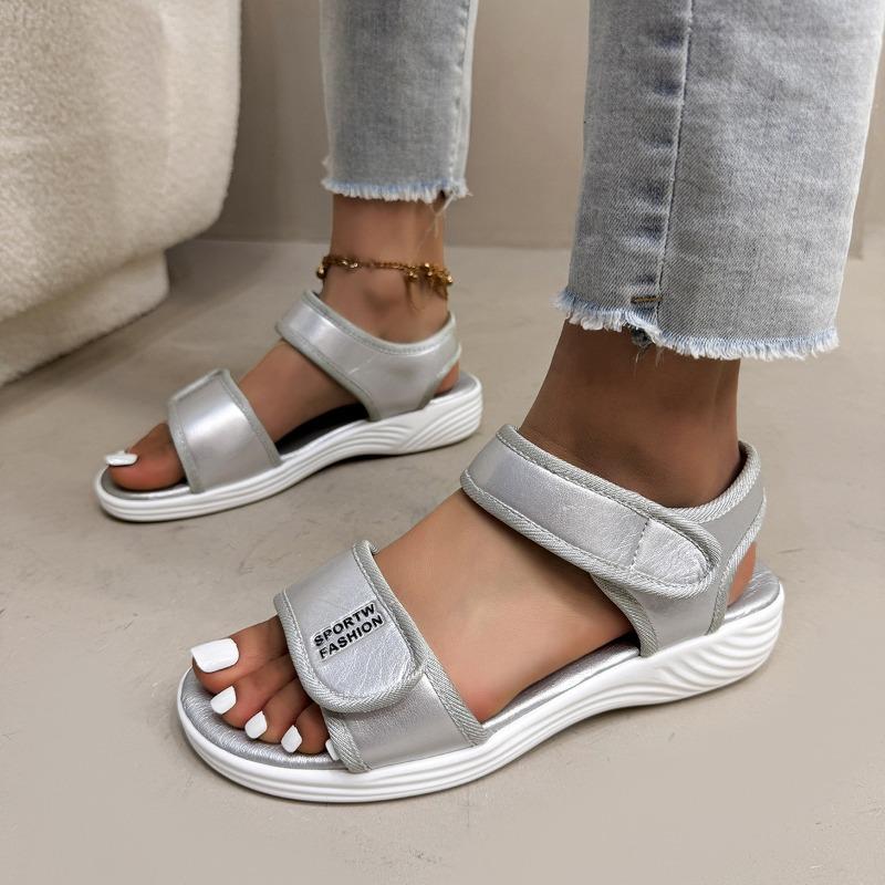Beach Sandals Women's Summer Ladies Mesh Wedge Heel Large Size Casual Velcro Sports Sandals