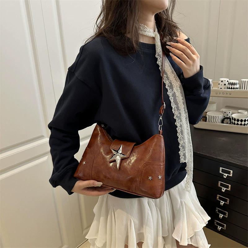 Punk Style Star Design Women Hobos Shoulder Bags Casual Y2k Cool Hot Girls Crossbody Bag Commuter Female Handbags Purse