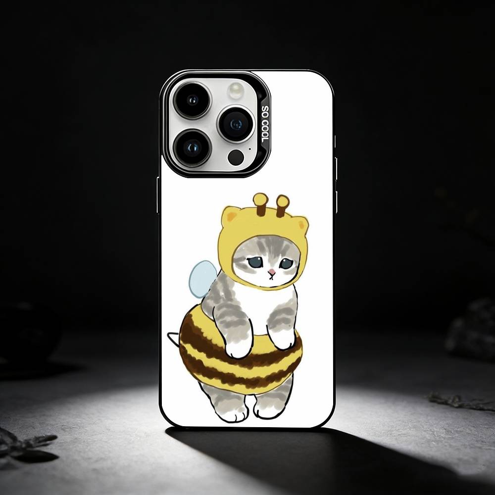 

Милый чехол для телефона с кошкой M-Mofusands для iPhone 17, 16, 15, 14, 13, 12, 11 Plus, Pro Max, XS, Цветной серебряный чехол для телефона iPhone17promax