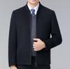 Brand Men's Woolen Baseball Collar Lapel Jacket for Middle-Aged and Elderly - Autumn/Winter Business Lambswool Overcoat
