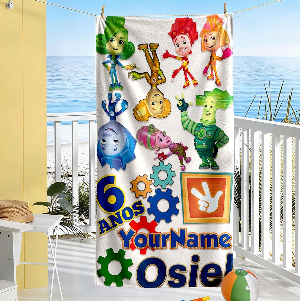 Fixies Customize Your Name Beach Towel Super Soft & Absorbent Suitable for Swimming Gym Camping Yoga Vacation